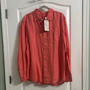 Tommy Bahama NWT Women’s Vibrant Coral Button-Down Shirt. Size Large